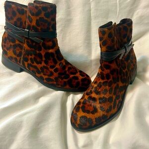 Genuine Cowhide Leopard Booties